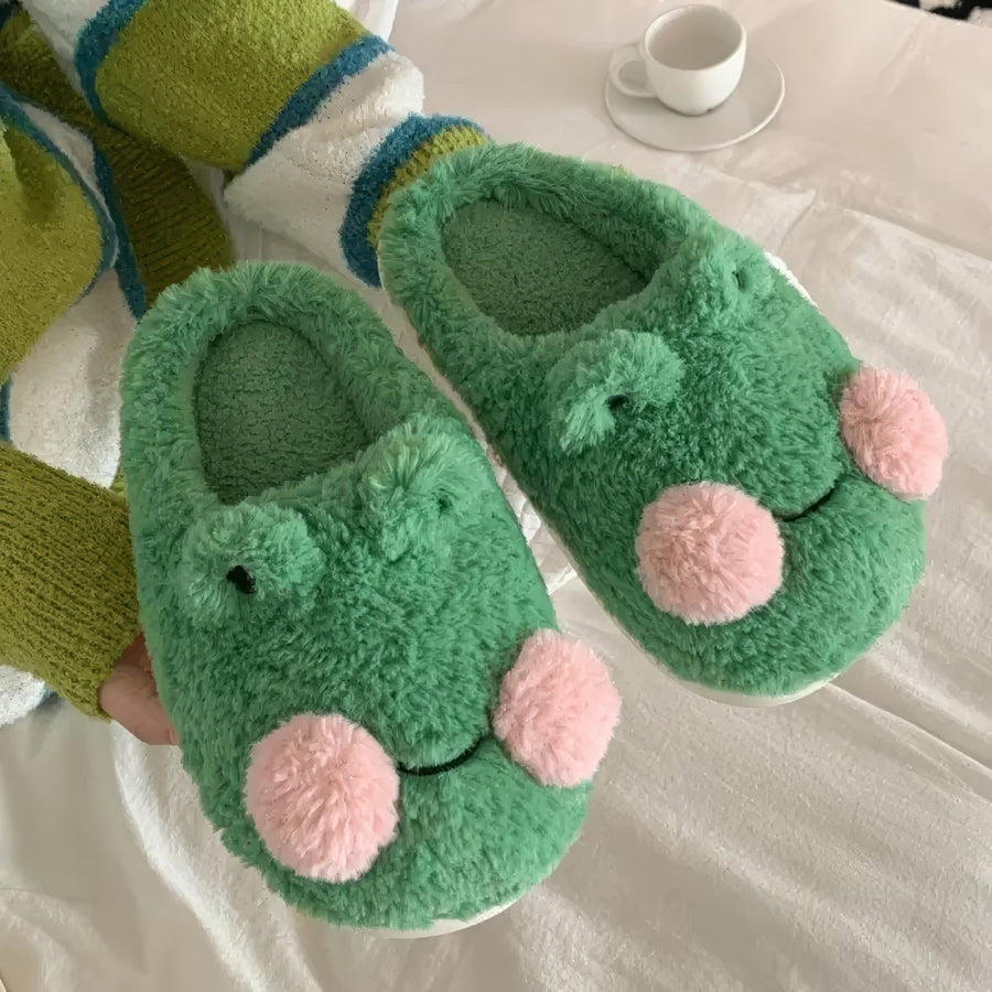 Cute Cartoon Frog Plush Slippers