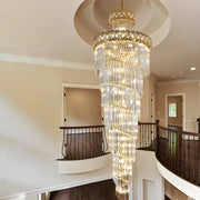 Prismatic Crystal Spiral High Ceiling Foyer Chandelier