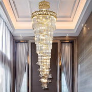 Prismatic Crystal Spiral High Ceiling Foyer Chandelier