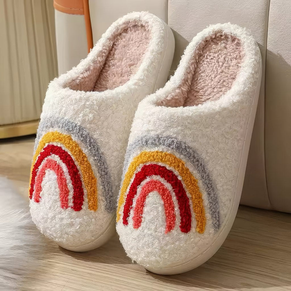 Rainbow Soft Plush House Slippers