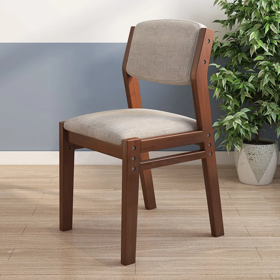 Rectangular Cotton Seat Wood Low Back Dining Chair