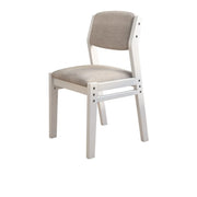 Rectangular Cotton Seat Wood Low Back Dining Chair