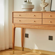 Rectangular Wood Storage Console Table with Drawers