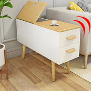 Rectangular Wood White Storage Side Table with Drawers