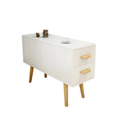 Rectangular Wood White Storage Side Table with Drawers