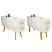 Rectangular Wood White Storage Side Table with Drawers