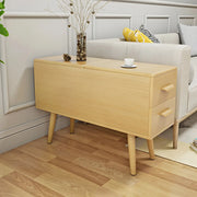 Rectangular Wood White Storage Side Table with Drawers