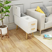 Rectangular Wood White Storage Side Table with Drawers