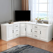Red Brown Wood Cabinet Drawers Corner Unit TV Stand