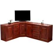 Red Brown Wood Cabinet Drawers Corner Unit TV Stand