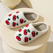 Red Cherries Soft Plush House Slippers