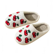 Red Cherries Soft Plush House Slippers