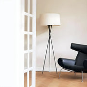 Red Cylinder Fabric Shade Modern Tripod Floor Lamp