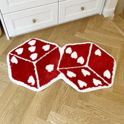 Red Hearts Dice Aesthetic Tufted Accent Rug