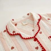 Stitched Edge Red Hearts Pajama Set