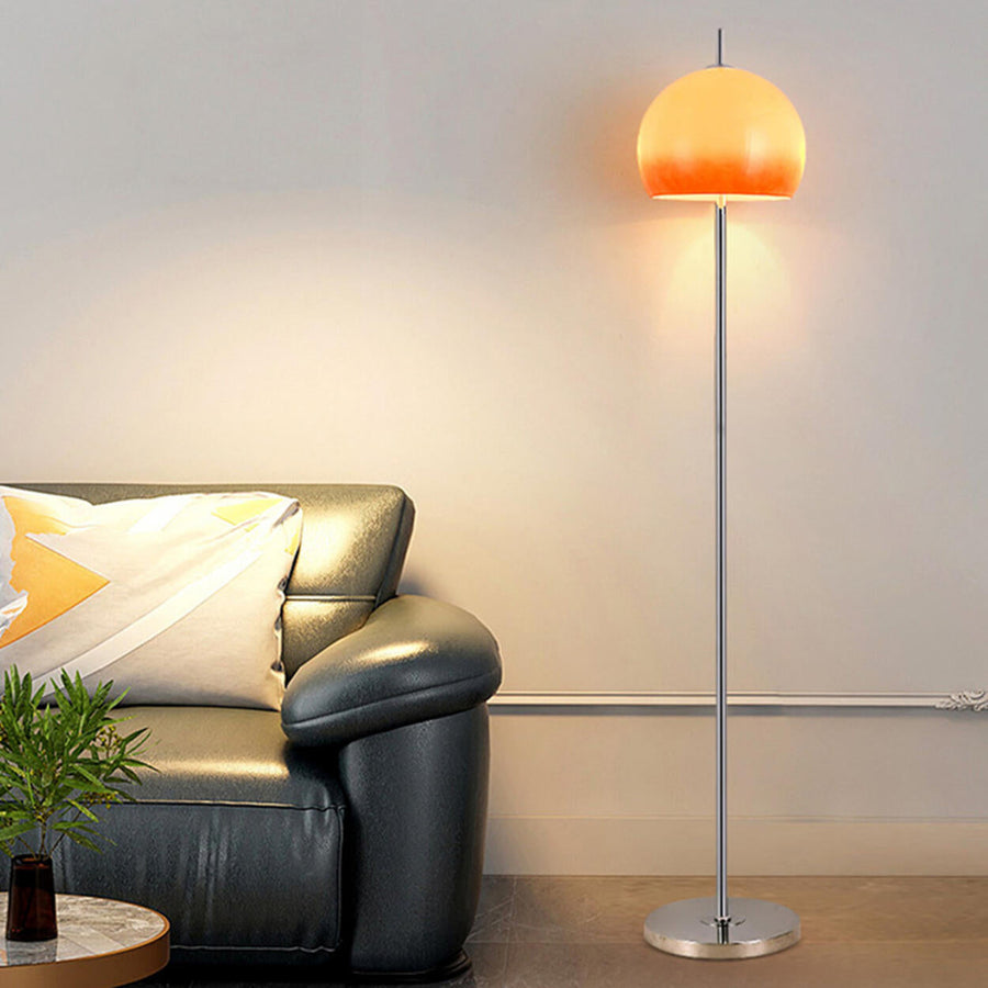 Retro Amber Dome Chrome Stand Metal Floor Lamp