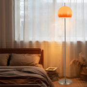 Retro Amber Dome Chrome Stand Metal Floor Lamp