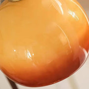 Retro Orange Glass Globe Arc Floor Lamp with Shelf Storage