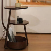 Retro Orange Glass Globe Arc Floor Lamp with Shelf Storage