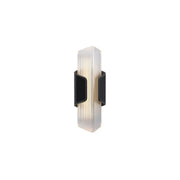 Ribbed Black Outdoor Geometric Up Down Wall Sconce
