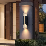 Ribbed Black Outdoor Geometric Up Down Wall Sconce