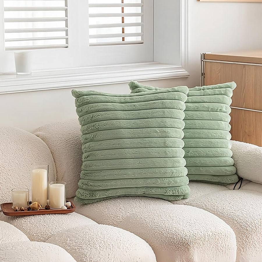 Ribbed Velvet Fluffy Throw Pillow Cover
