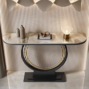 Ring Base Half Moon Sintered Stone Top Console Table