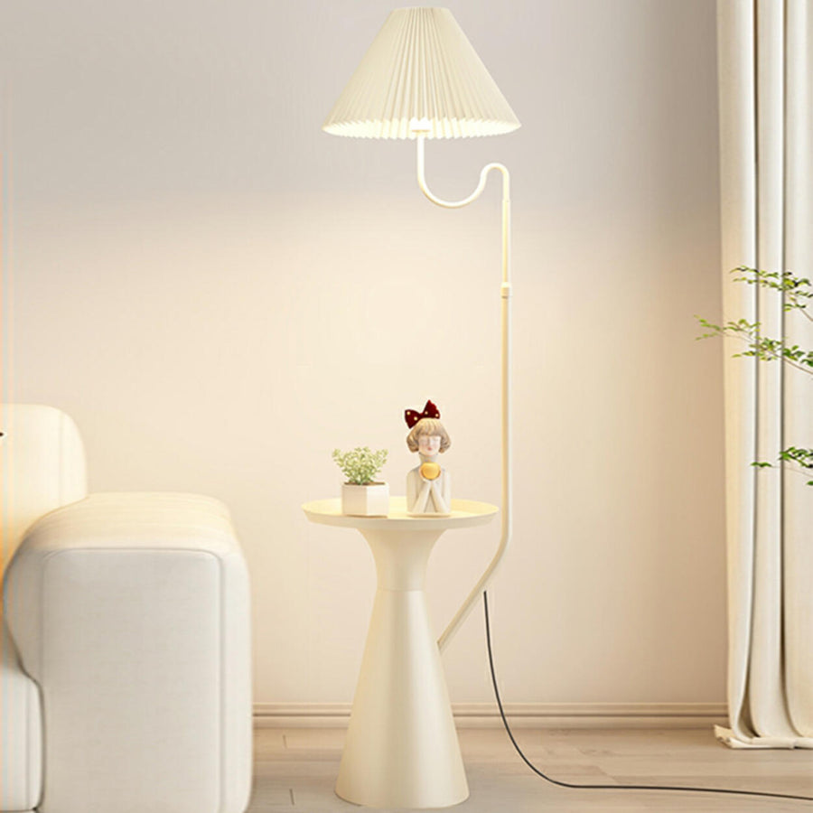 Rotating Pleated Bedside Pedestal Storage Floor Lamp