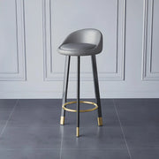 Round Leather Seat Tripod Steel Bar Stools