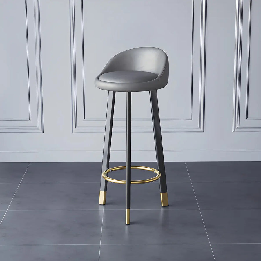 Round Leather Seat Tripod Steel Bar Stools