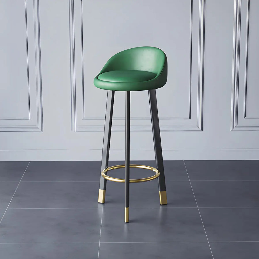 Round Leather Seat Tripod Steel Bar Stools