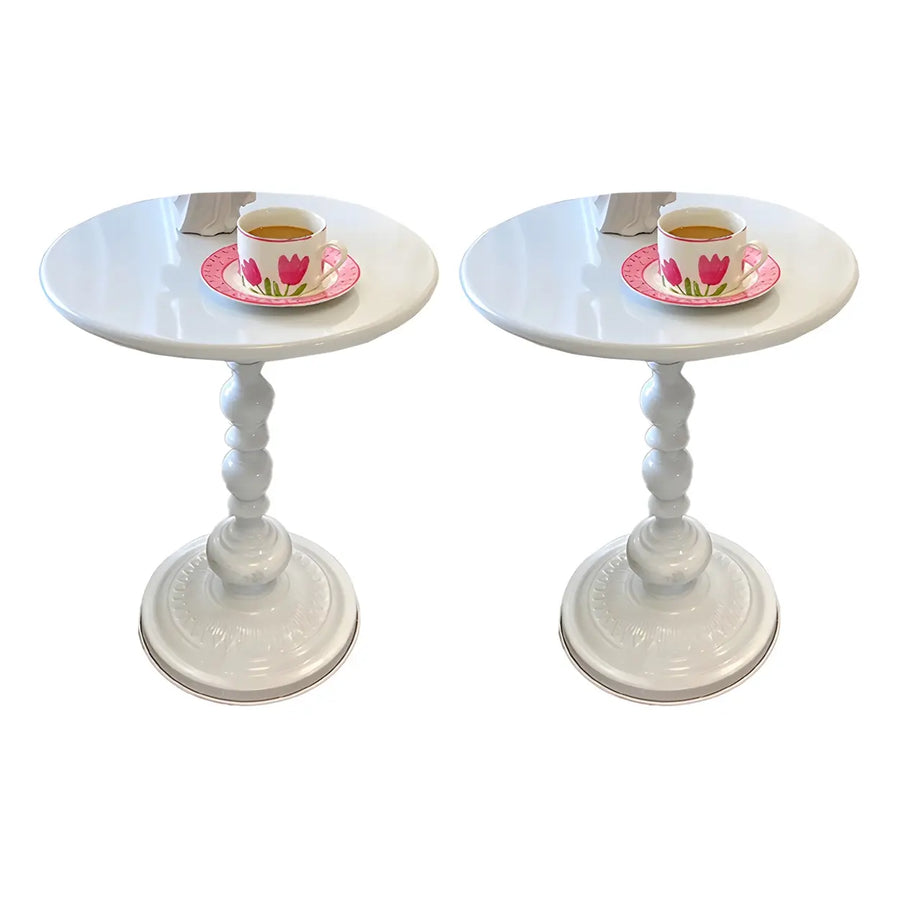 Round Metal Black Chairside Table with Pedestal Base