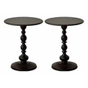 Round Metal Black Chairside Table with Pedestal Base