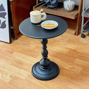 Round Metal Black Chairside Table with Pedestal Base
