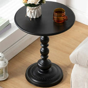 Round Metal Black Chairside Table with Pedestal Base