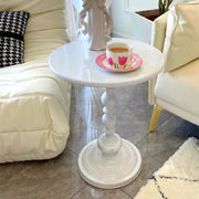 Round Metal Black Chairside Table with Pedestal Base