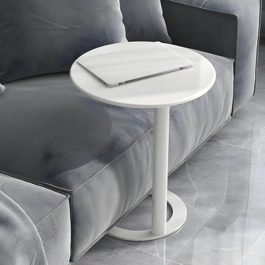 Round Metal Pedestal Accent C-Shaped Side Table
