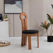 Round Sherpa Wood Labasu Armless Dining Chair Black