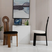 Round Sherpa Wood Labasu Armless Dining Chair Black