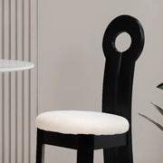 Round Sherpa Wood Labasu Armless Dining Chair Black