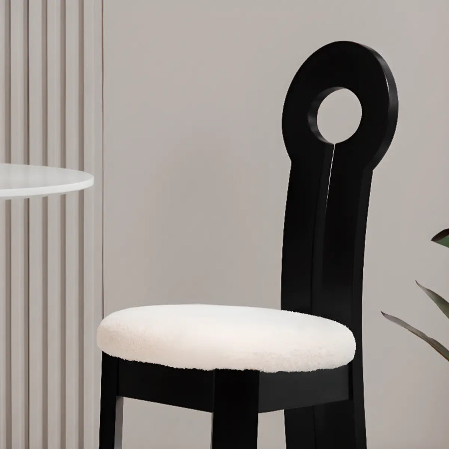 Round Sherpa Wood Labasu Armless Dining Chair Black