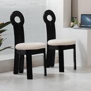 Round Sherpa Wood Labasu Armless Dining Chair Black