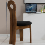 Round Sherpa Wood Labasu Armless Dining Chair Black