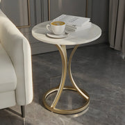 Round Stone Top Gold Metal Standard Height End Table