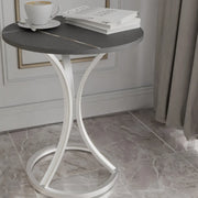 Round Stone Top Gold Metal Standard Height End Table