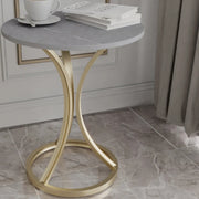 Round Stone Top Gold Metal Standard Height End Table