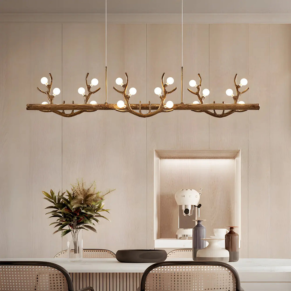 Rustic Antler Branch Resin Dining Chandelier Brown Large