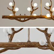 Rustic Antler Branch Resin Dining Chandelier Brown Large