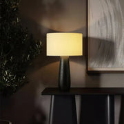 Rustic Bedroom Organic Drum Shade Wood Table Lamp