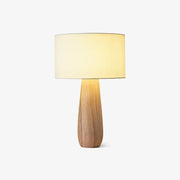 Rustic Bedroom Organic Drum Shade Wood Table Lamp
